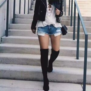 Steve Madden Tava Faux Suede Black Over The Knee Boots Size 6